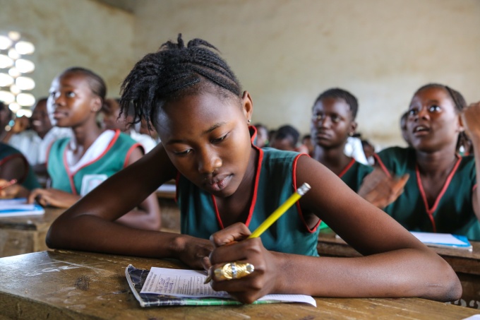 Students preparing for their final examination. Eastern Sierra Leone. Credit: World Bank/George Lewis